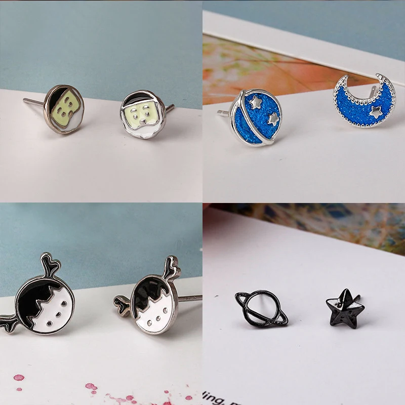 

925 пробы серебряная звезда синего цвета для девочки асимметричные серьги изысканный Стиль, увеличение браслеты с подвесками