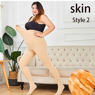 Style 2 skin Зимние теплые колготки, колготки женские, большие размеры, эластичные колготки из кожи, высокая эластичная талия, бархатные леггинсы, плотные колготки - Цвет: Style 2 skin
