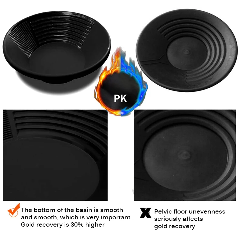 Черный пластиковый Золотой поддон для поиска самородков пескопромывки золота