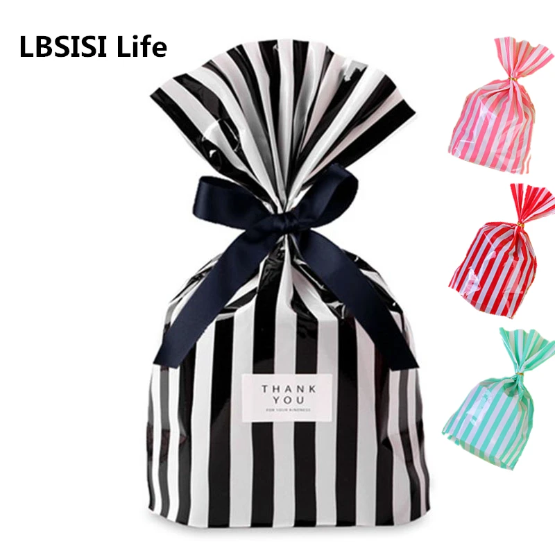 Пакеты для конфет и печенья LBSISI Life 100 комплектов в полоску Свадебный