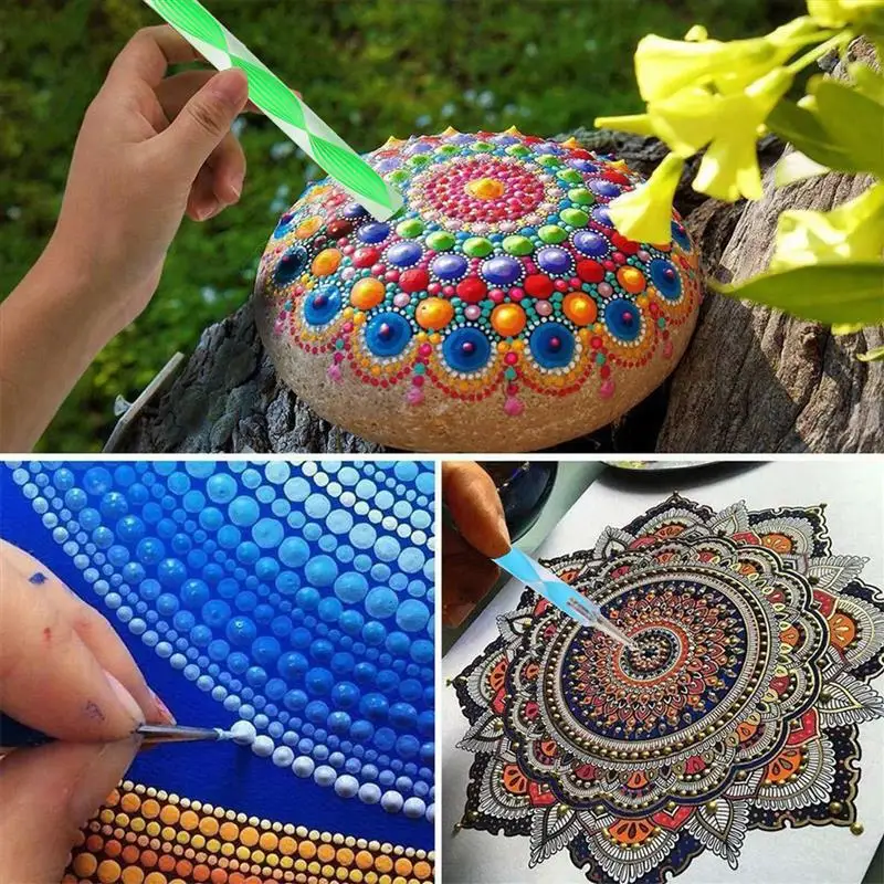 

Mandala Dotting Tools for Rocks Coloring Drawing Different Size Painting Tools with Mandala Stencils and Paint Pallet MandalaArt