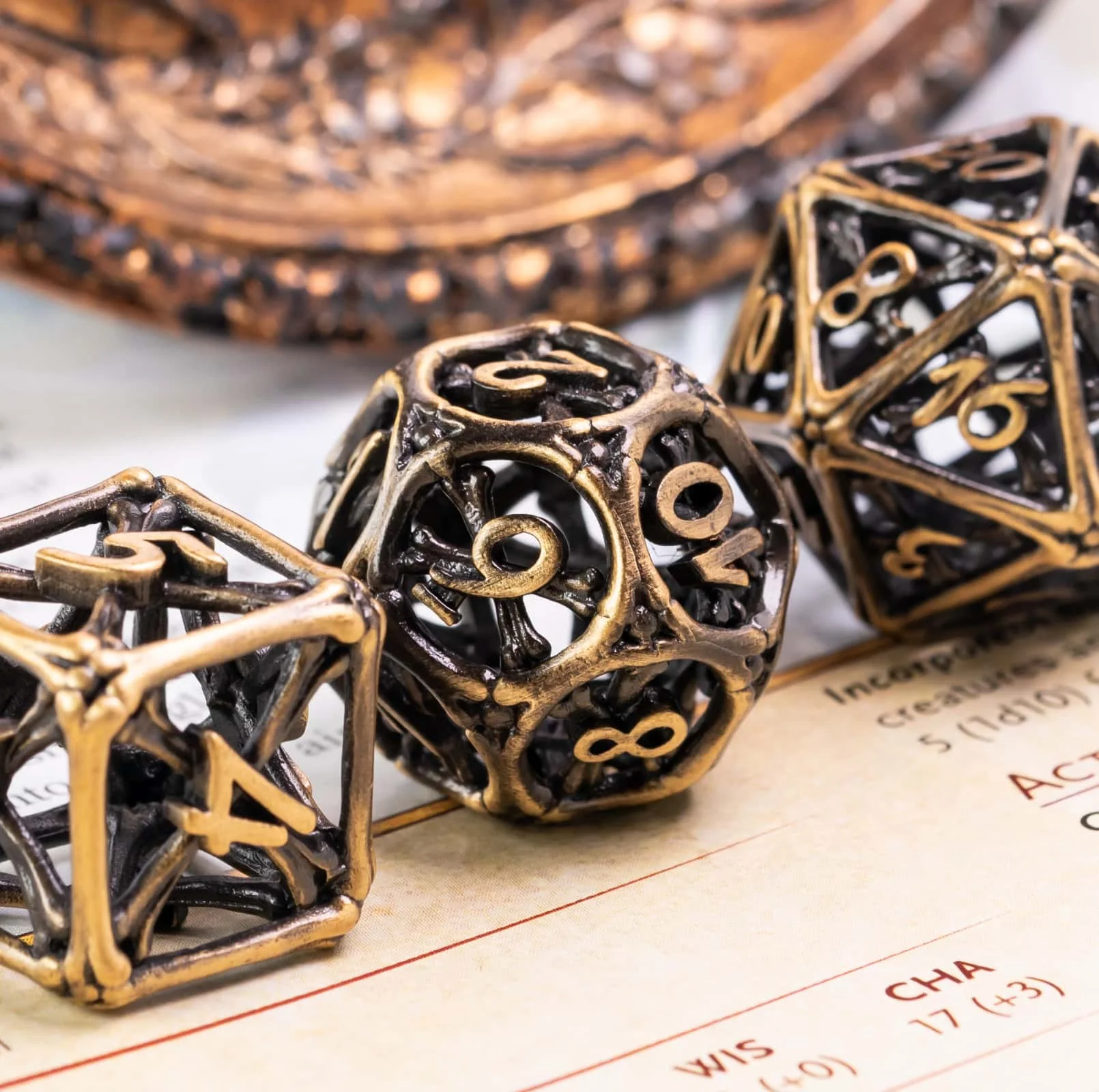Cusdie полые металлические кости D &amp набор костей 7 шт. игральные DND многогранных для