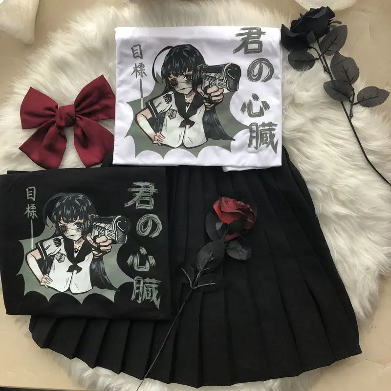 Футболка женская в стиле ольччан/Харадзюку мультяшная графическая рубашка аниме