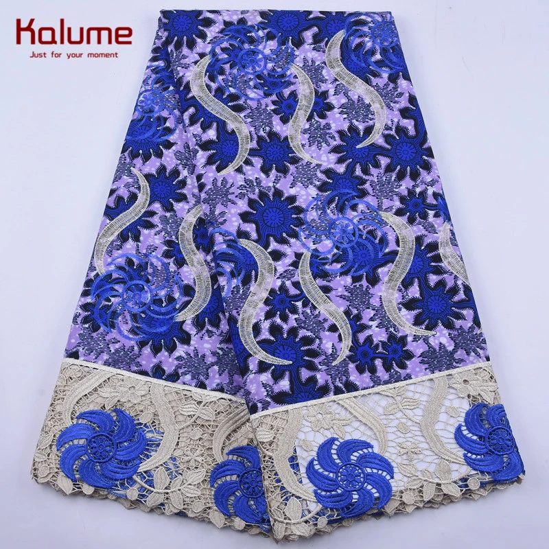Новейшая восковая ткань Kalume с шнурком африканская кружевная вышивкой камнем для
