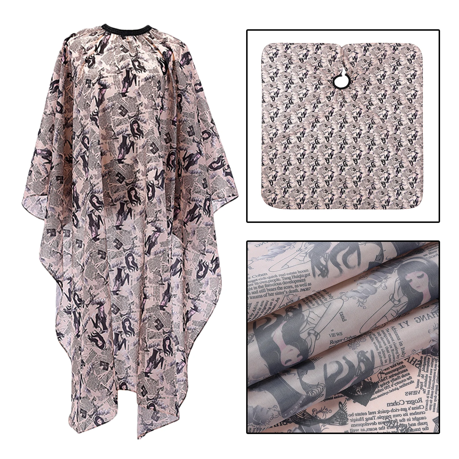 

Hairdressing Polyester Cape Waterproof with Closure Snap for Women Men Kids
