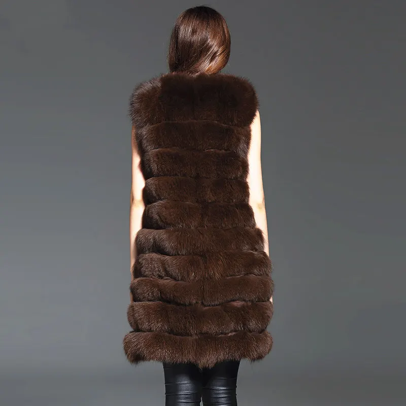 Женский короткий жилет из натурального Лисьего меха зимняя Толстая теплая