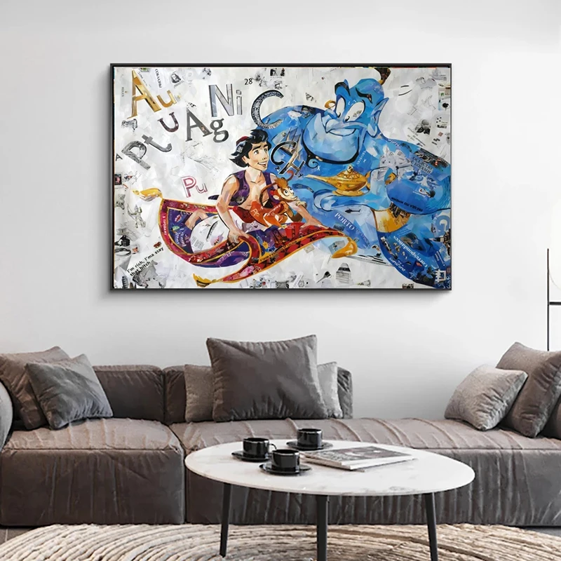 Картина на холсте Disney Аладдин и волшебная лампа Мультяшные животные принты