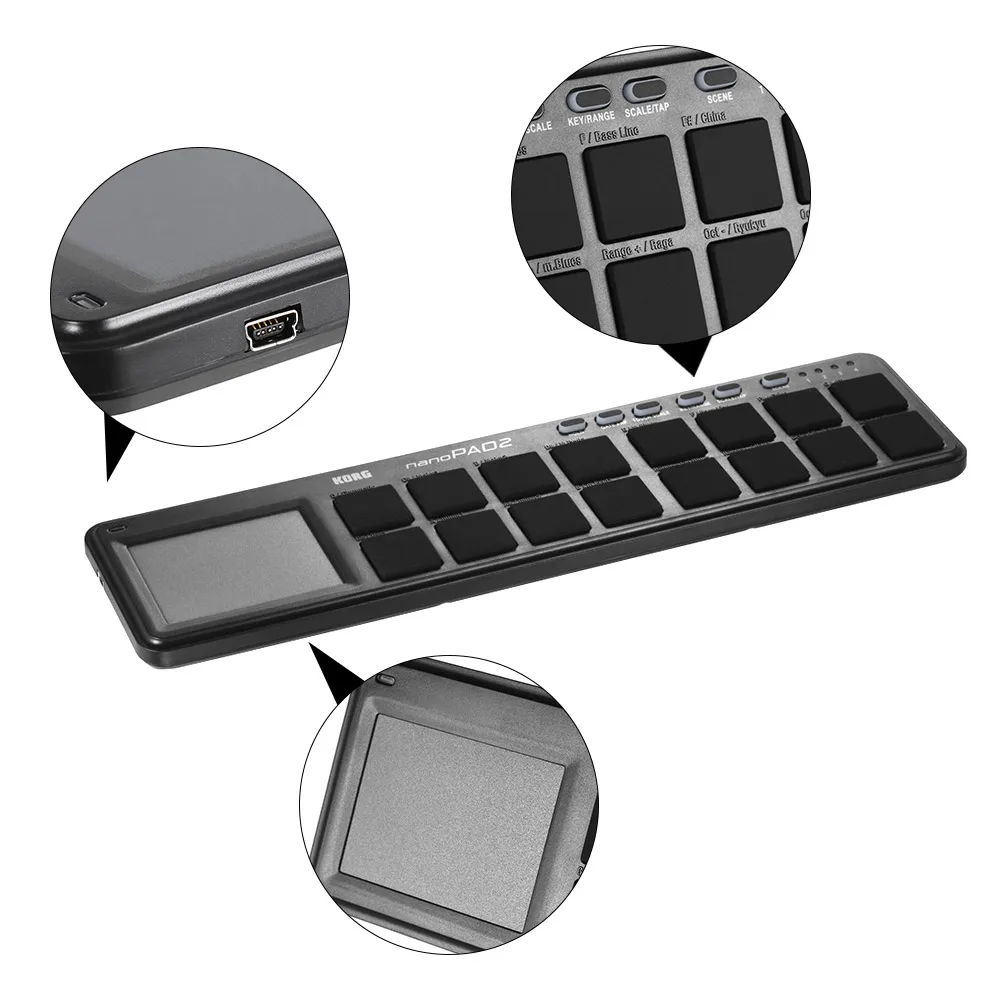 KORG nanoPAD2 Тонкий портативный USB MIDI Pad контроллер 16 Триппер колодки с кабелем |