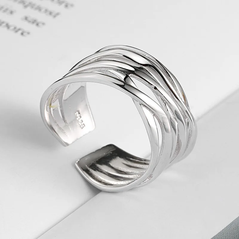 

Fashion Jewelry 925 Sterling Silver Multi-layer Rings For Women Adjustable Rings Personality JZ263