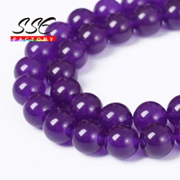 natural purple chalcedony jades round loose spacer beads 468101214mm diy bracelet accessories for jewelry making 15strand