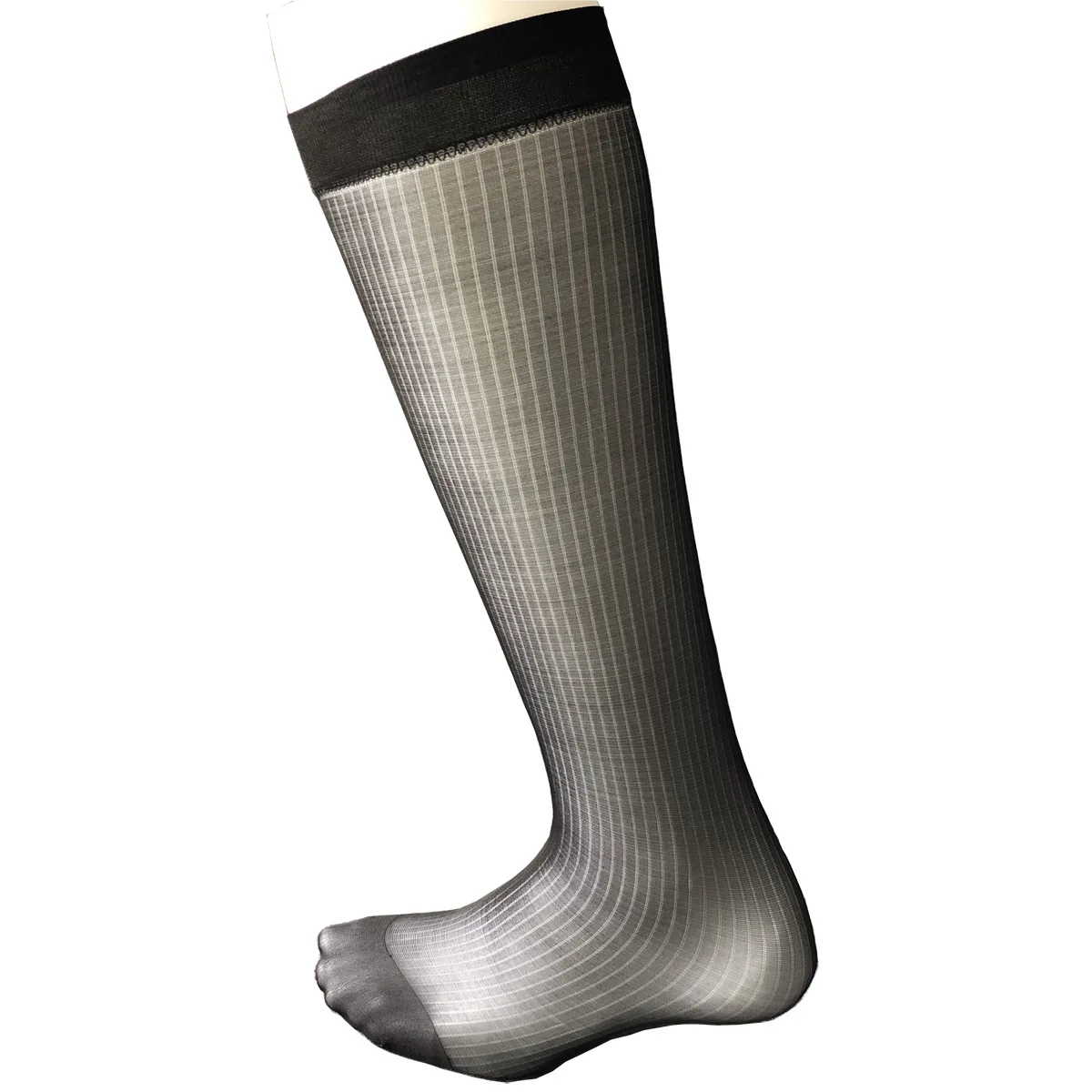 

Men's Sheer Silky Soft Nylon Socks New Fashion Transparent Mesh Summer Male Sock Elite Business Black Navy Men Striped Hose