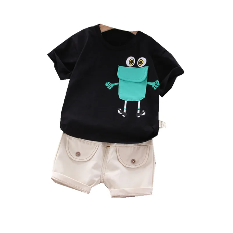 Летняя детская повседневная одежда футболка с мультяшным принтом для маленьких