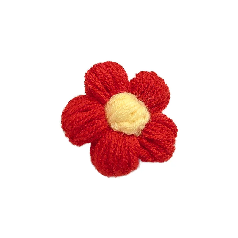 

Send You a Barrettes Hair Ring Little Red Flower Brooch Wool Pin Autumn and Winter Little Flower Clip Hair Accessories