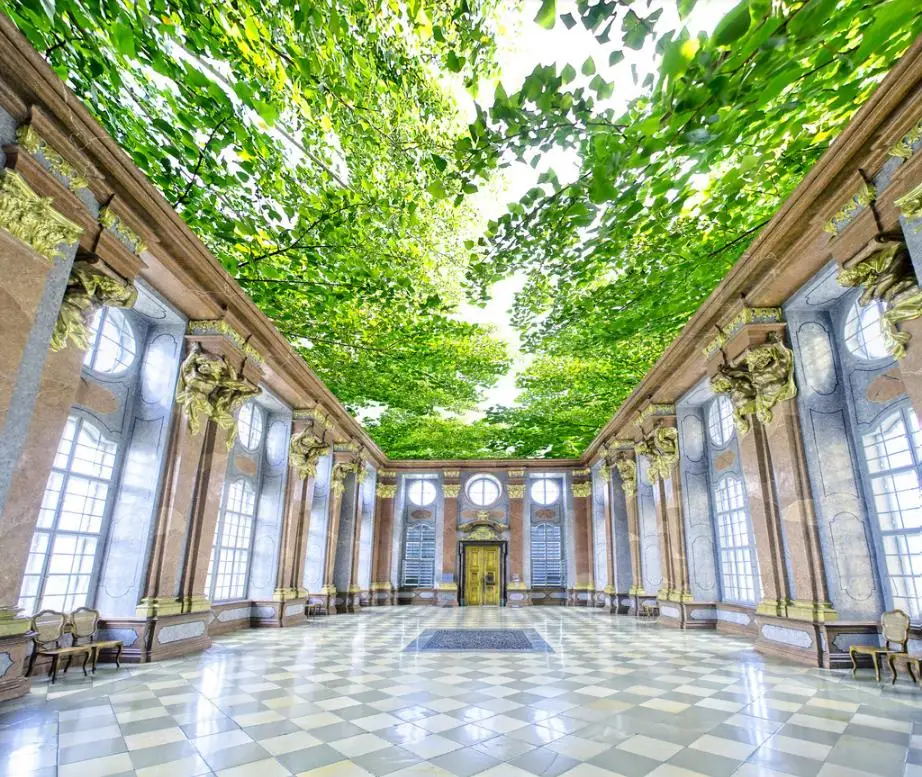 3D потолочные обои с деревьями 3d большие деревья живые фото Настенная бумага