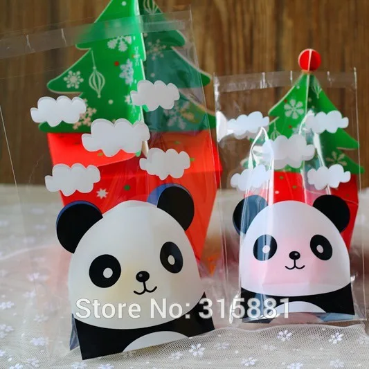 Прозрачные пакеты для печенья с милой пандой целлофановая сумка конфетные 100