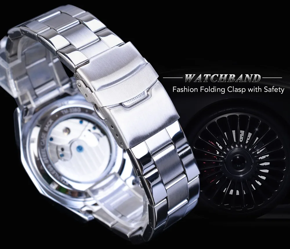 Forsining квадратные мужские механические наручные часы Tourbillon Moon Phase Calendar автоматическое Деловое платье ремни для наручных часов из нержавеющей стали