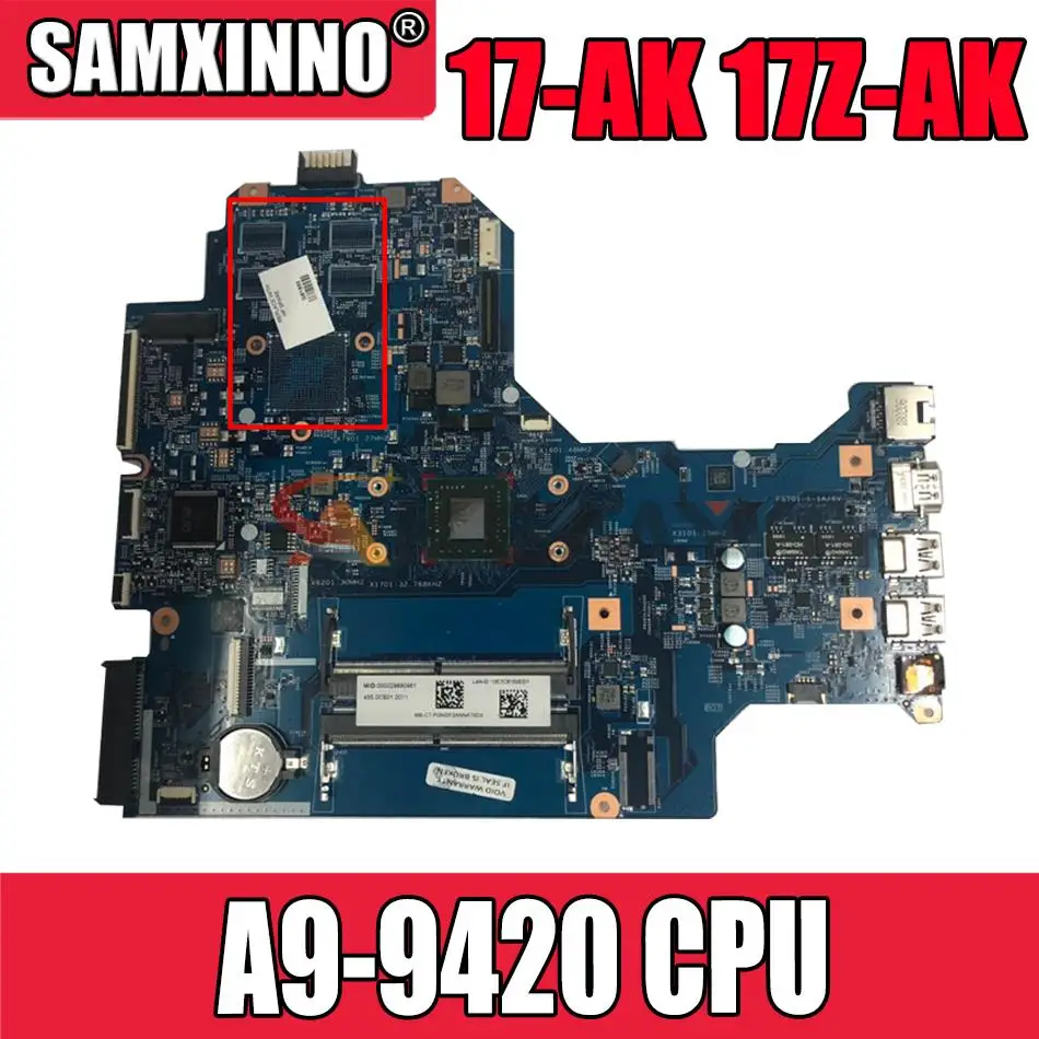 

926190-601 926190-001 для ноутбука HP 17-AK 17Z-AK 17Z-AK000 с процессором A9-9420 16892-2 448.0CB02.0021, материнская плата 100% протестирована