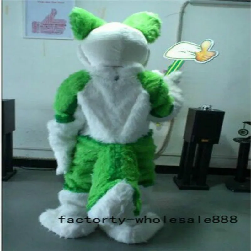 Хэллоуин зеленый длинный мех лиса хаски собака талисман костюм косплей платье