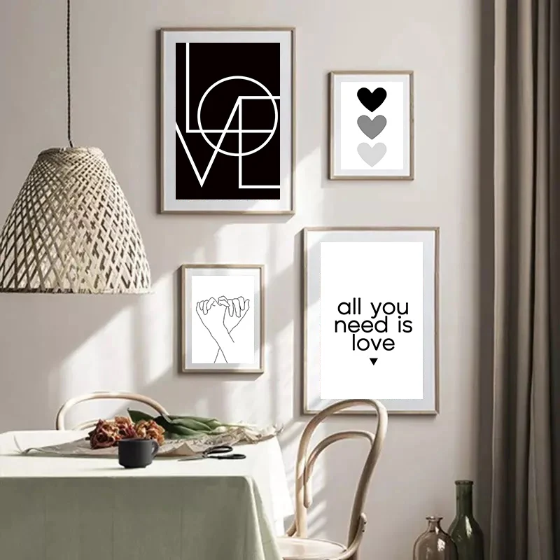 

Modern Minimalist Decorative Painting Letter Love Cactus Heart Nordic Canvas Art Picture Bedroom Wall Prints Posters Home Decor