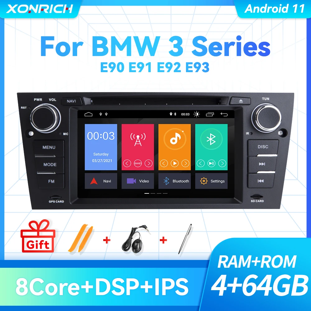 

8 Core 4GB 64G IPS DSP 1 Din Android 10 Car DVD Player head Unit For BMW E90/E91/E92/E93 Multimedia Radio GPSNavigation Stereo