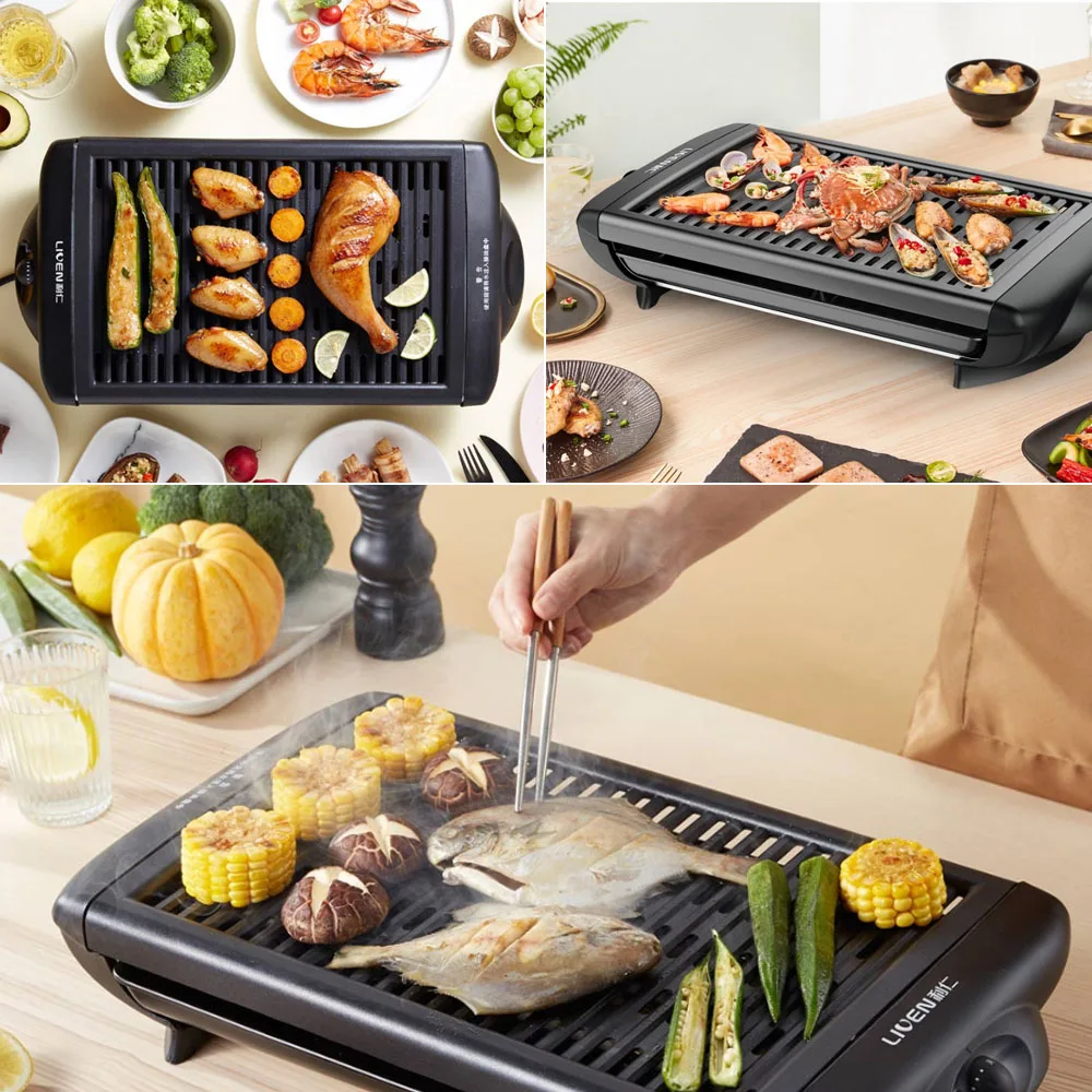 Electric Baking Pan Detachable Washable Dual U-shape Heating Pipe Non-stick Grill For Home Outdoor BBQ Party 220V | Бытовая техника