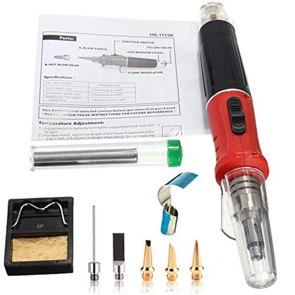 

Беспроводной Газовый паяльник 10 в 1 с самозажиганием, набор беспроводных сварочных горелок, инструмент, Бутановая газовая горелка для паяль...