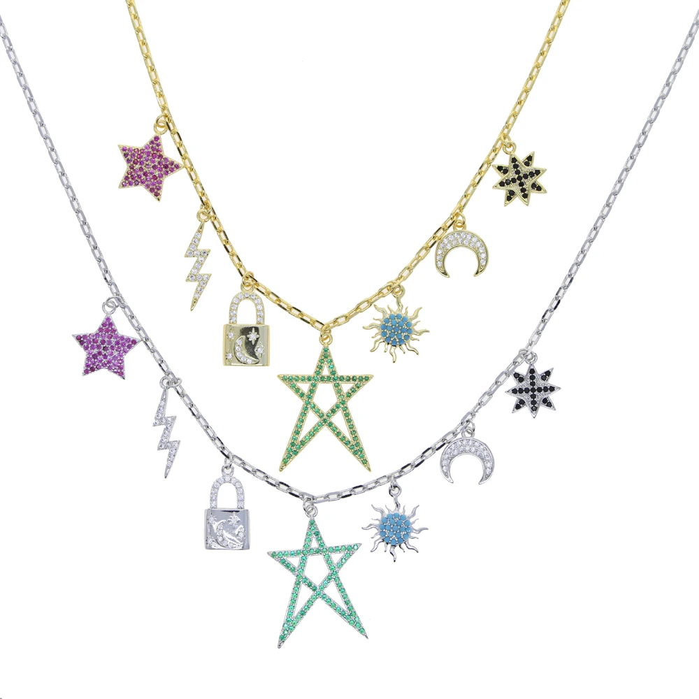 

High Quality Fashion Women Jewelry Gorgeous Multi Colorful CZ Charms Choker Necklace