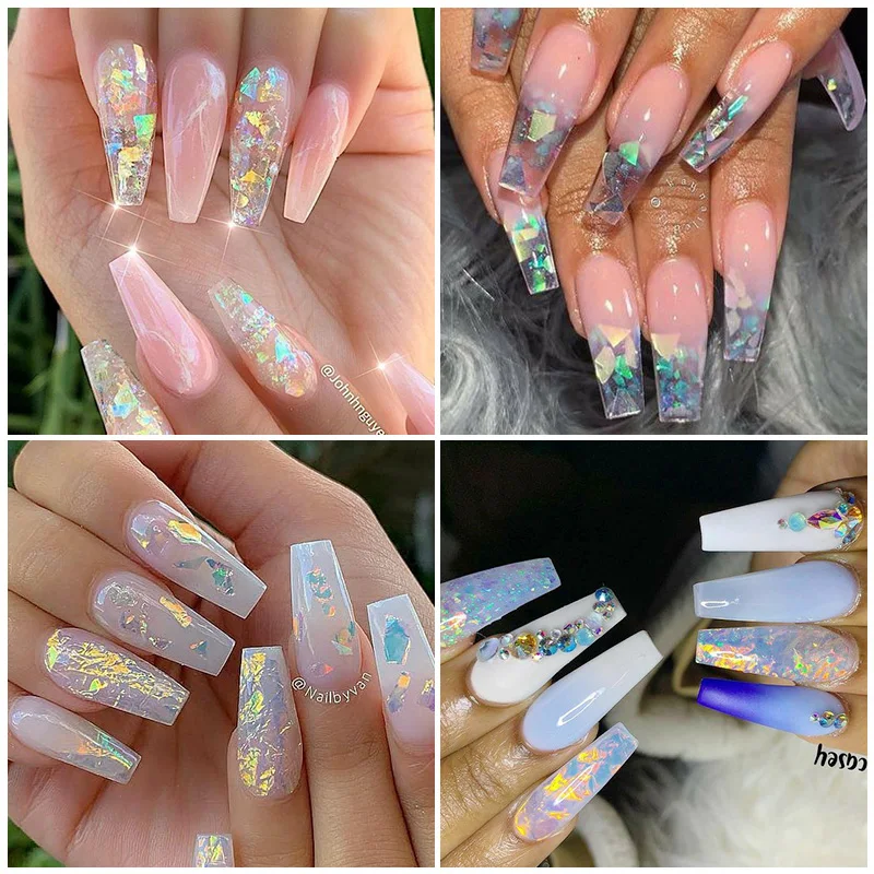 1 пакет красочных хлопьев для дизайна ногтей голографика блестки украшение