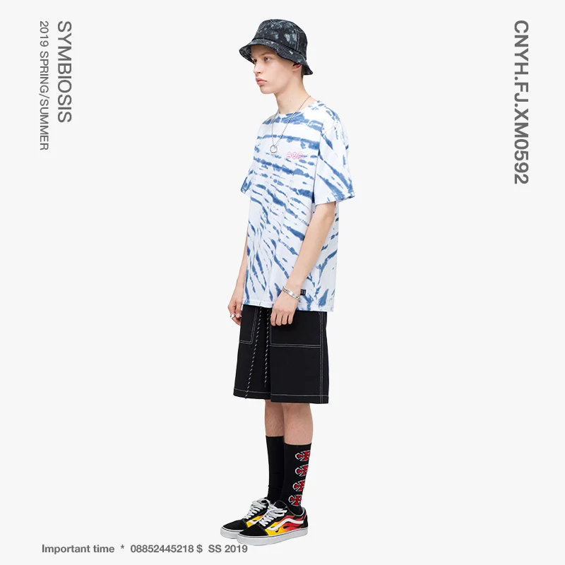 VIISHOW уличная Отпечатано Для мужчин футболка бренд Повседневное сине белые