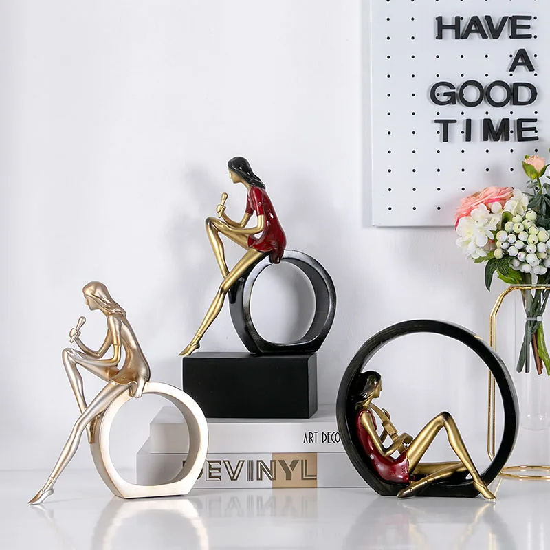 Украшения для дома из смолы 2 шт./компл. фигурка молодой девушки музыкальный