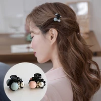 chimera small hair claw crab 2pcs cute pearl hair pins acrylic hair clips crystal barrette headwear accessories for girls women