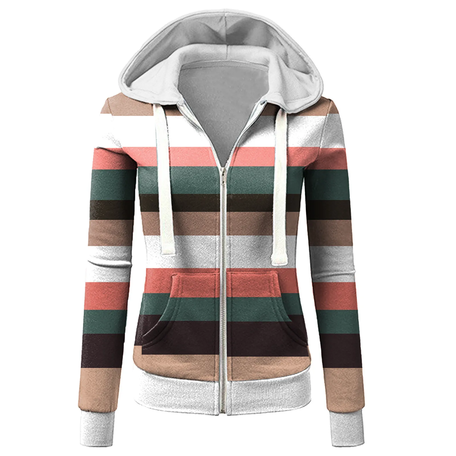 

Zipper Hoodies Women Casual Sweatshirt Harajuku Patchwork Hoodie Coat Autumn Winter Hooded Long Sleeve Fashion Casual Streetwear