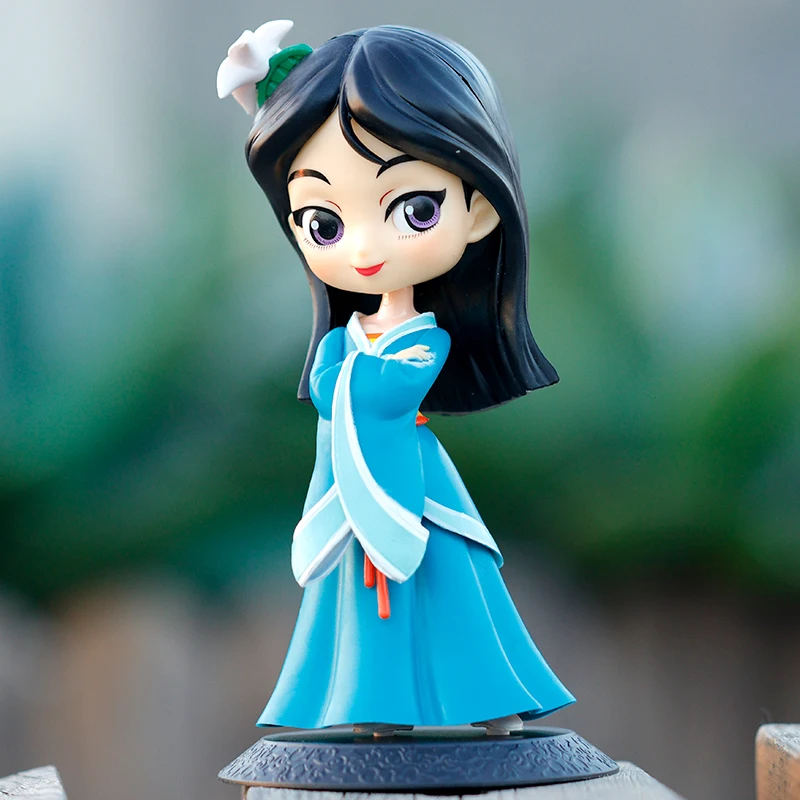

2021 Hot 14cm Q Posket Princess Mulan Figure Model Toys Cake Figure Animation Beauty Model Dolls Gifts for Girls