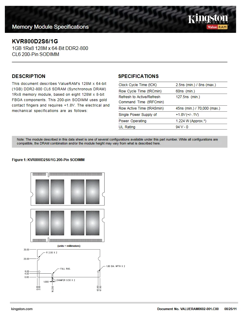 Kingston ноутбук памяти 2 Гб 1 ГБ DDR2 800HMZ DDR2 PC2-6400S 2 ГБ = 2 шт* 1 г ноутбук ram 1,8 в
