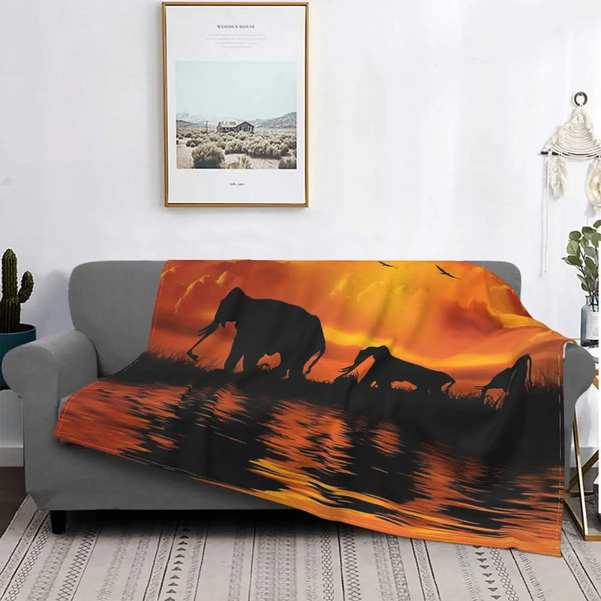 

Living Room Decor Africa Elephant Safari Blanket Love Gifts Decorative Micro Flannel Fleece Throw Blankets