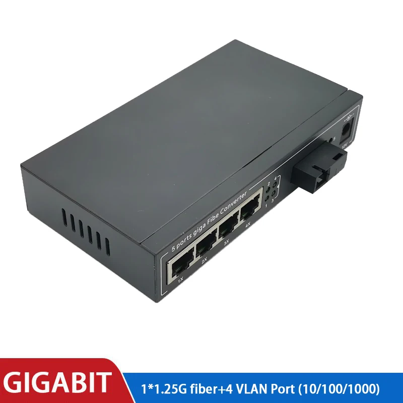 Волоконный коммутатор VLAN Ethernet 4 RJ45 1 SC виртуальный канал медиа конвертер