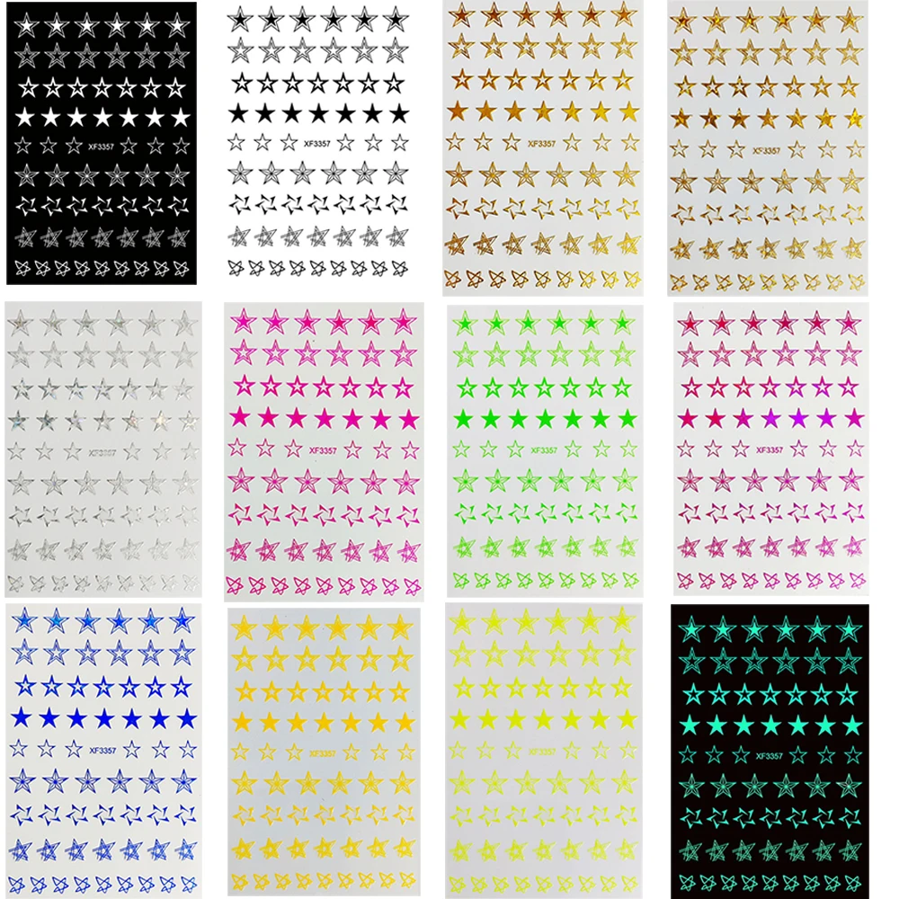 

Nail Art Sticker 12 Color Star Bronzing Nail Decal 3D Nail Sticker Fashion Nail Art Sticker Nail Design Manicure Accessories