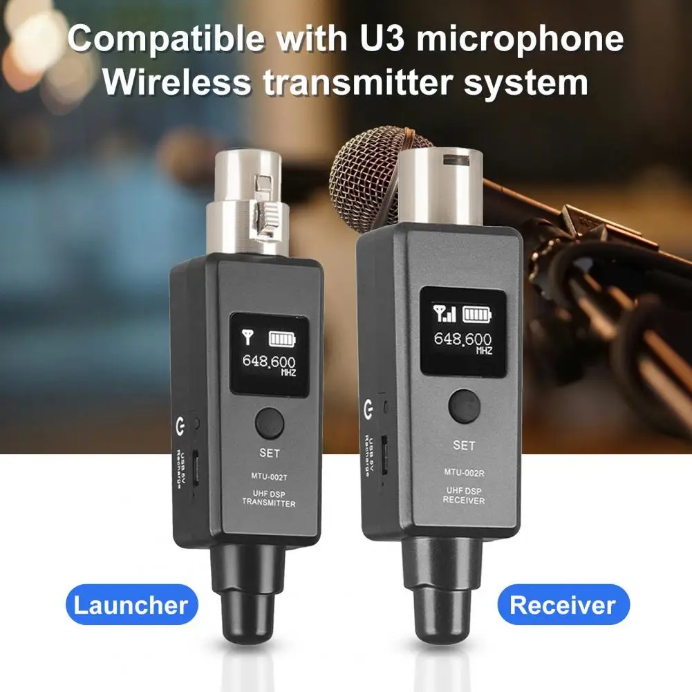 

Wireless Microphone Adapter USB Charging U3 Wireless Mic System Transmitter Receiver for Audio Mixer