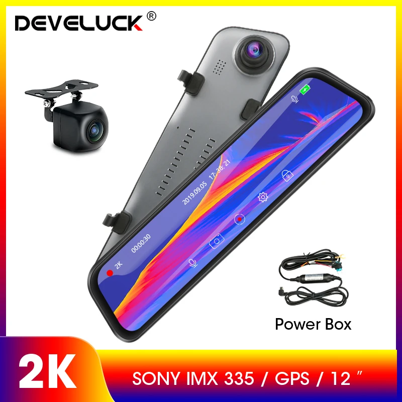12 &quot1440P 2k Автомобильное зеркало заднего вида DVR потоковый медиа 2K со сверхвысоким