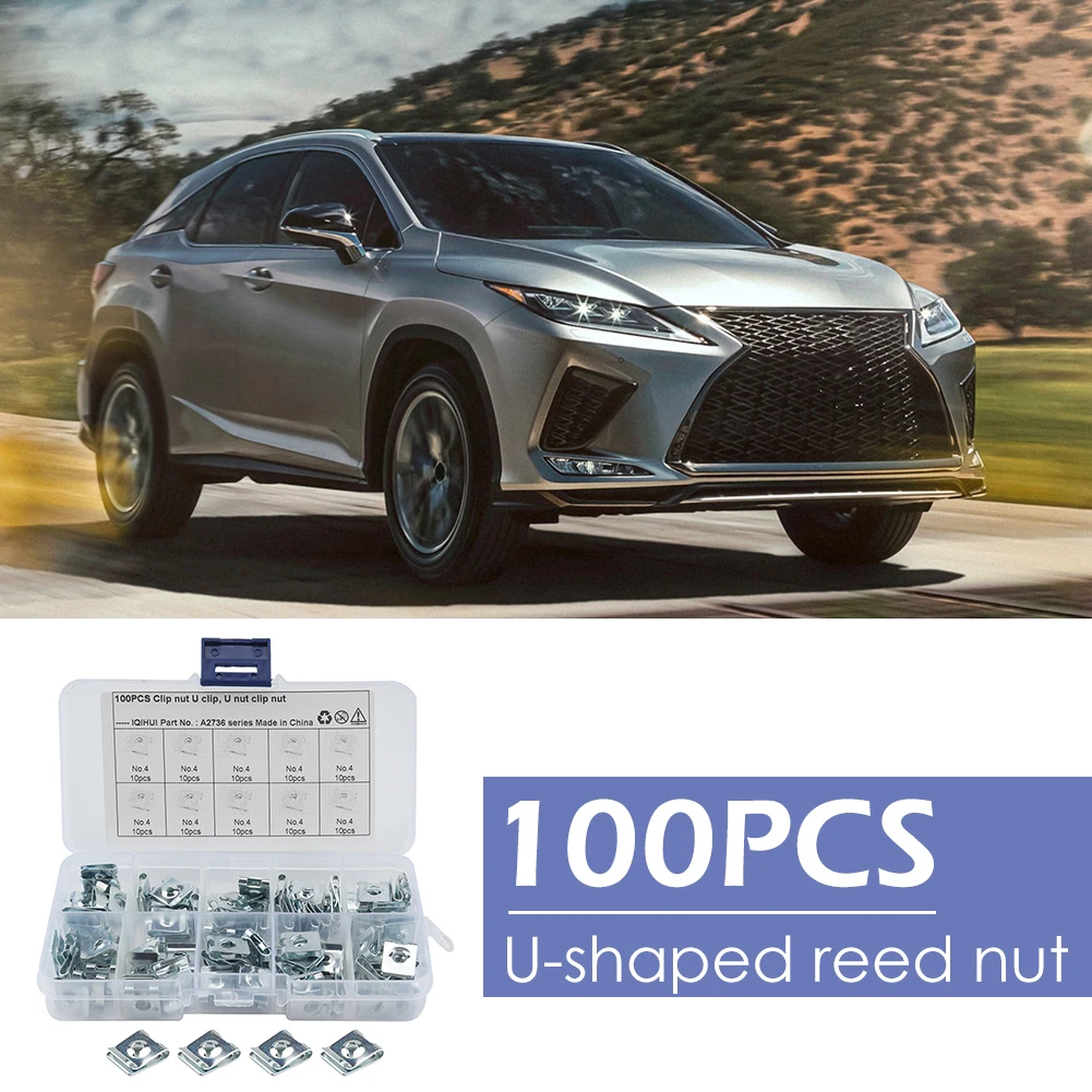 

100pcs/set No.4 U Nuts Car Interior Auto Door Trim Panel Fastener Clip U Type Nuts