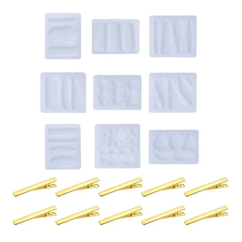 

Crystal Epoxy Resin Mold Hair Clip Barrette Casting Silicone DIY Crafts Mould W0YA