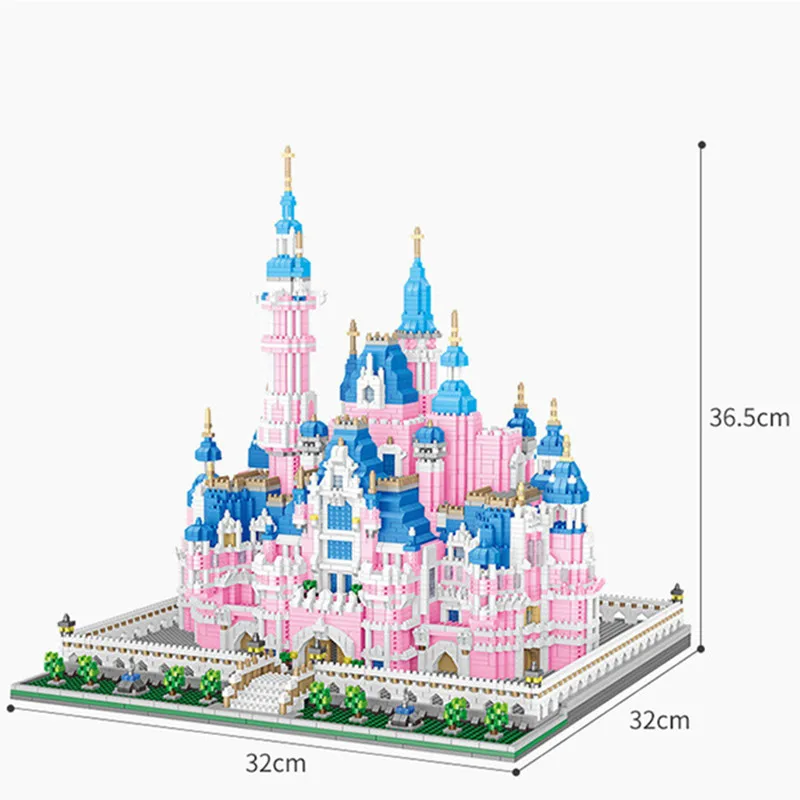 

6718pcs Architecture Amusement Park Building Blocks Pink Princess Castle 3D Model Mini Diamond Bricks Blocks Toys for Children