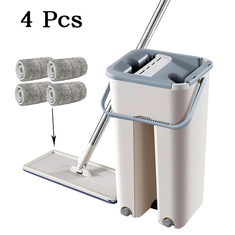 4 Mop cloth Set C5 Автоматическая избежать мытья рук женщины в китайском стиле Чистящая тряпка Magic выдавливается без застежки для уборки, насадка на швабру пол СС для швабры со спреем ткань Паровая - Цвет: 4 Mop cloth Set