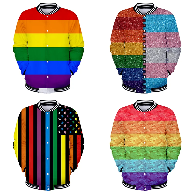 Высококачественная бейсбольная куртка LGBT модная радужная для лгбт с радужным
