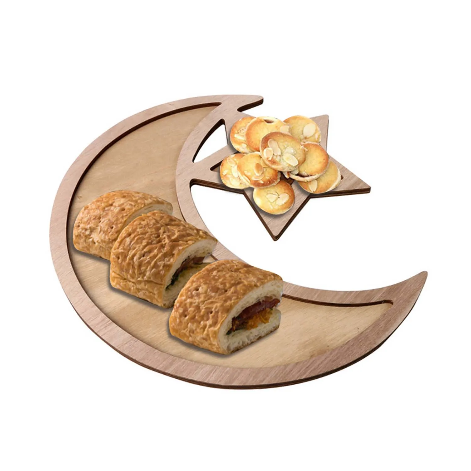 Behogar мусульманский Рамадан ИД Мубарак деревянный поднос форма лунной звезды Еда