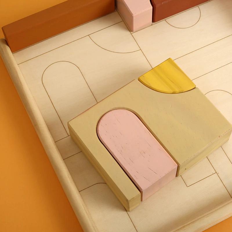 Развивающие радужные блоки деревянные игрушки для детей ЛЕС ДЕРЕВЬЯ замок