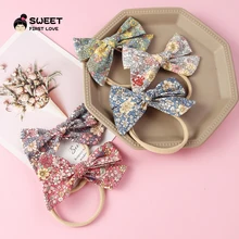 1pc Cotton Hair Bows For Baby Girls Print Bow Nylon Headbands Newborn Head wraps Elatisc Hair band Hair Accessories Baby Gifts (2)