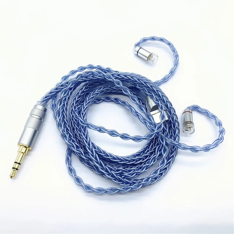 

8 core cable MMCX UE900 IE80 0.78MM QDC A2DC IM50 TF10 KZ0.75MM single crystal copper silver plated cable 1.2meter