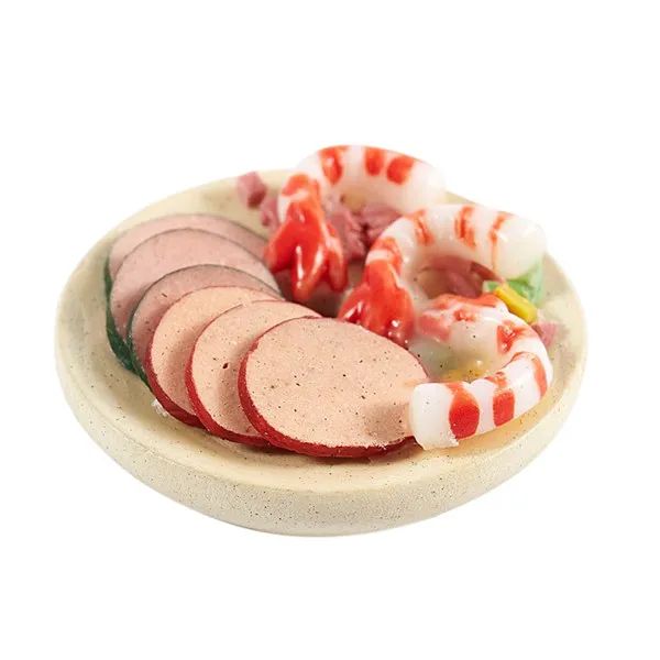 

1:12 Seafood Salad On A Plate Dolls House Miniature Food Accessory (Color: Multicolored)