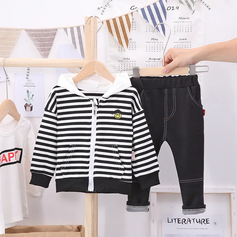Коллекция 2019 года осенне-зимняя модная одежда для маленьких мальчиков полосатый